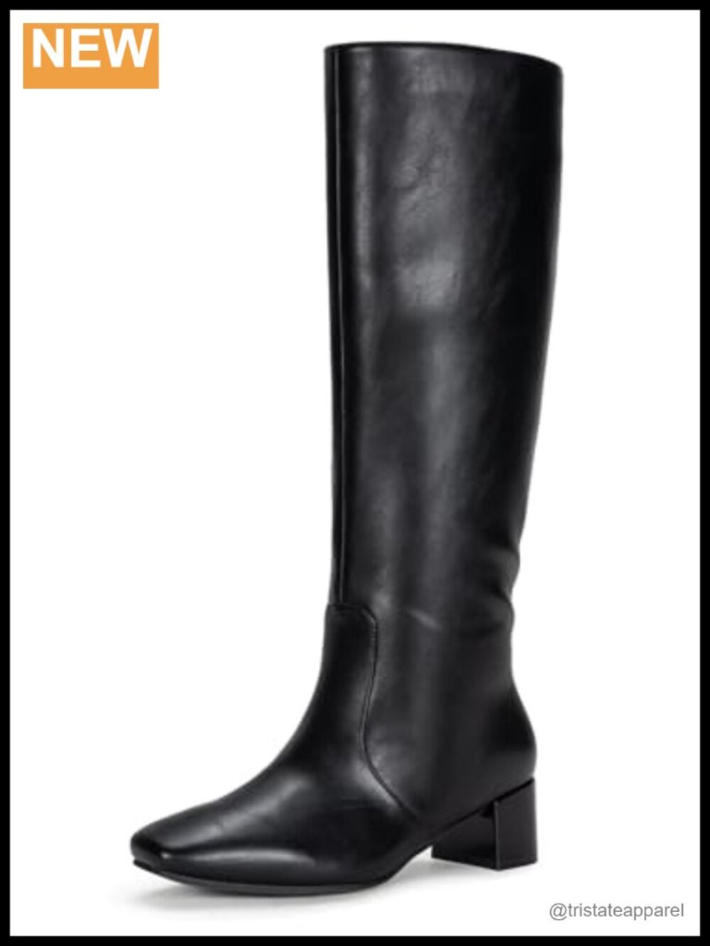 Vepose Square Toe Knee High Boots for Women Low Chunky Block Heel Side Zipper
